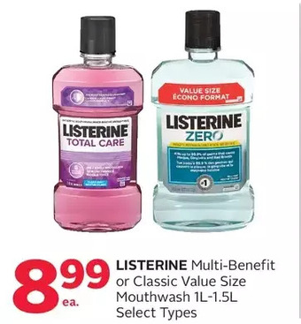 Rexall Listerine multi-benefit or classic value size mouthwash offer