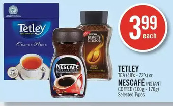 Shoppers Drug Mart Tetley tea or nescafé instant coffee offer