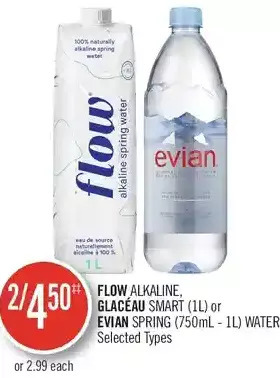 Shoppers Drug Mart Flow alkaline, glaceau smart or evian spring water offer