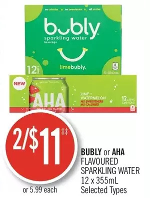 Shoppers Drug Mart Bubly or aha flavoured sparkling water offer