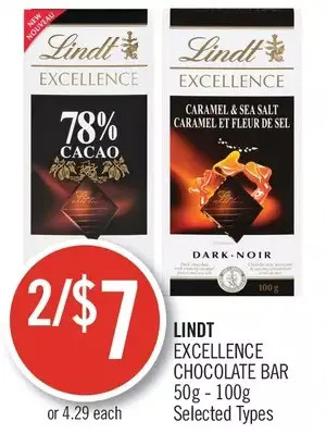 Shoppers Drug Mart Lindt excellence chocolate bar offer