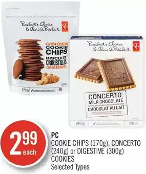 Shoppers Drug Mart Pc cookie chips, concerto or digestive cookies offer