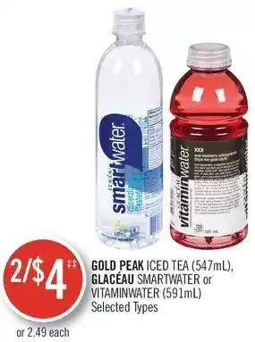 Shoppers Drug Mart Gold peak iced tea, glaceau smartwater or vitaminwater offer