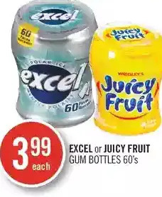 Shoppers Drug Mart Excel or juicy fruit gum bottles offer