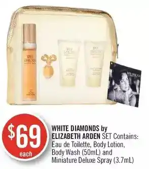 Shoppers Drug Mart White diamonds by elizabeth arden set: eau de toilette, body lotion, body wash and miniature deluxe spray offer