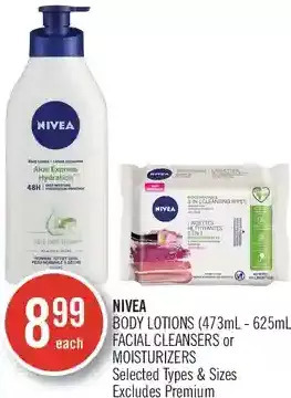 Shoppers Drug Mart Nivea body lotions, facial cleansers or moisturizers offer