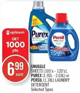Shoppers Drug Mart Snuggle sheets, purex or persil laundry detergent offer