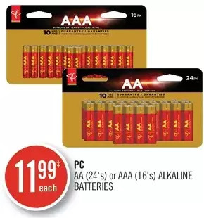 Shoppers Drug Mart Pc aa or aaa alkaline batteries offer