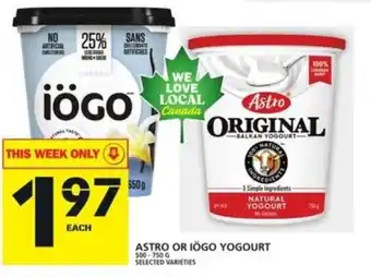 Food Basics ASTRO OR IÖGO YOGURT offer