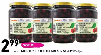Coppa's Fresh Market Nutrafruit sour cherries in syrup offer