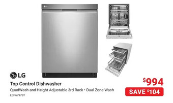 Visions Electronics Lg top control dishwasher offer