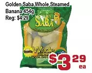 Golden saba whole steamed banana