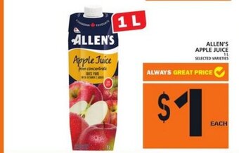 Food Basics Allen's Apple Juice offer