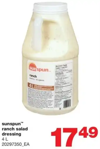 Real Canadian Superstore Sunspuns Ranch Salad Dressing 4L offer