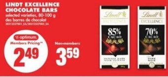 No Frills Lindt Excellence Chocolate Bars 80-100g offer