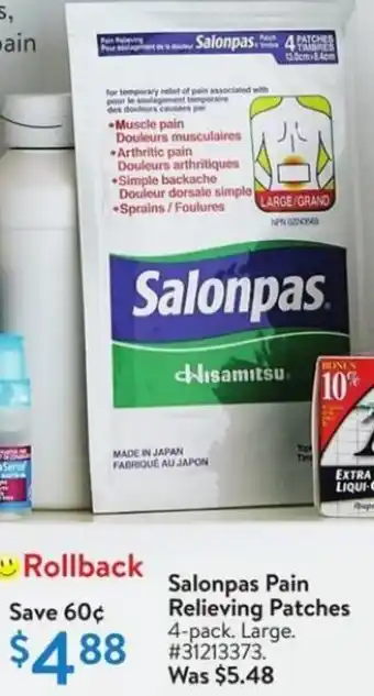 Walmart Salonpas Pain Relieving Patches offer