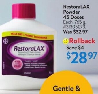 Walmart RestoraLAX Powder 45 Doses offer