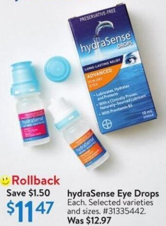 Walmart HydraSense Eye Drops offer