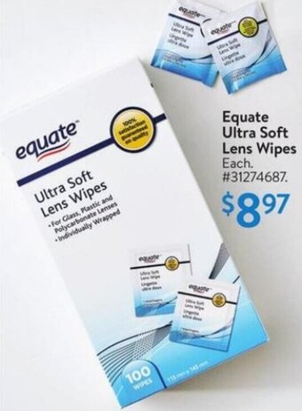 Walmart Equate Ultra Soft Lens Wipes offer