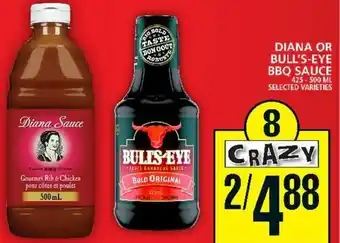 Food Basics Diana or Bull's-Eye BBQ Sauce 425-500ml offer