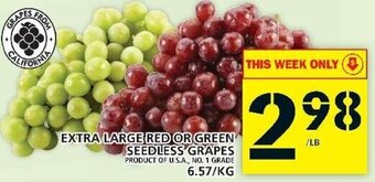 Food Basics Extra Large Red Or Green Seedless Grapes 6.57kg offer