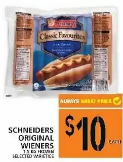 Food Basics Schneiders Original Wieners 1.5kg offer