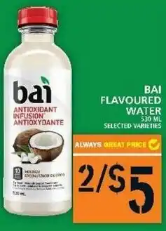 Food Basics BAI Flavoured Water 530ml offer