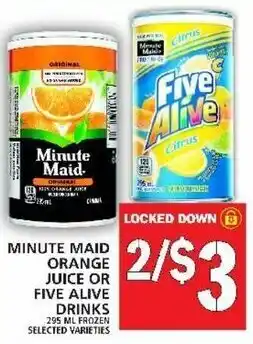 Food Basics Minute Maid Orange Five Alive Drinks 295ml offer