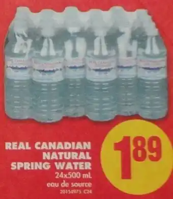 No Frills Real Canadian Natural Spring Water 24x500ml offer