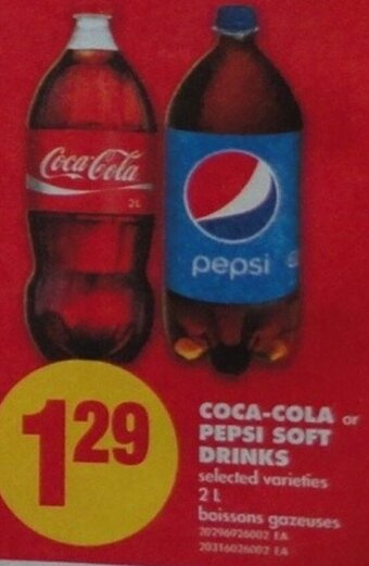 No Frills Coca-Cola or Pepsi Soft Drinks 2L offer