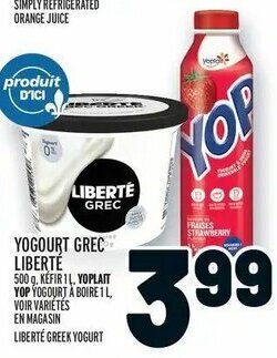 Metro Yogourt grec liberté offer