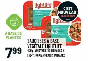 Metro Saucisses à base végétale lightlife offer
