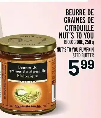 Metro Beurre de graines de citrouille nut's to you offer