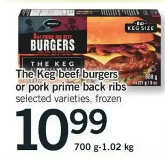Fortinos The Keg beef burgers or pork prime back ribs offer