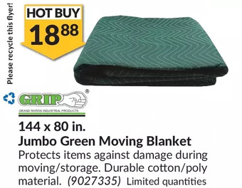Princess Auto Grip 144 x 80 in. jumbo green moving blanket offer