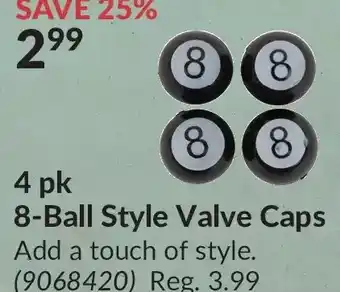 Princess Auto 4 pk 8-ball style valve caps offer