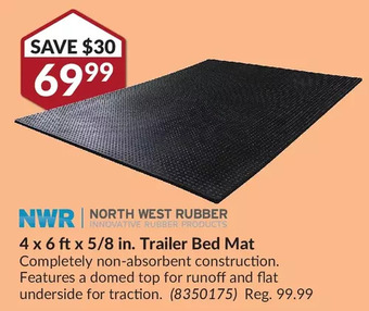 Princess Auto North west rubber 4 x 6 ft x 5/8 in. trailer bed mat offer