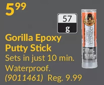 Princess Auto Gorilla epoxy putty stick offer