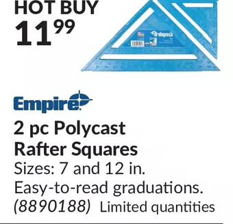 Princess Auto Empire 2 pc polycast rafter squares offer