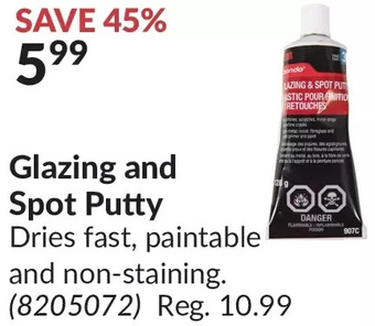 Princess Auto Glazing and spot putty offer