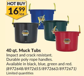 Princess Auto 40 qt. muck tubs offer