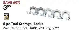 Princess Auto Power fist 5 pc tool storage hooks offer