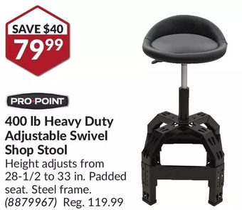 Princess Auto Pro.point 400 lb heavy-duty adjustable swivel shop stool offer