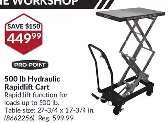Princess Auto Pro.point 400 lb hydraulic rapidlift cart offer