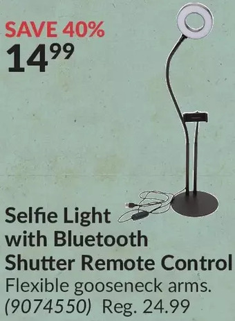 Princess Auto Selfie light with bluetooth shutter remote control offer