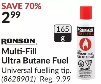 Princess Auto Ronson multi-fill ultra butane fuel offer