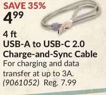 Princess Auto 4 ft usb-a to usb-c 2.0 charge-and-sync cable offer
