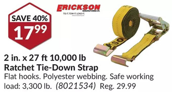 Princess Auto Erickson 2 in. x 27 ft 10,000 lb ratchet tie-down strap offer