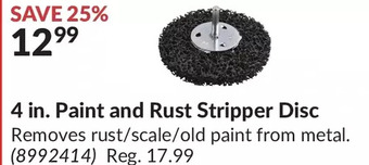 Princess Auto 4 in. paint and rust stripper disc offer