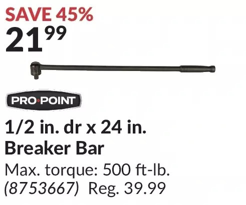 Princess Auto Pro.point 1/2 in. dr x 24 in. breaker bar offer